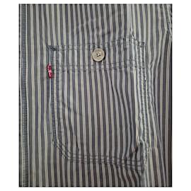 Levi's-Levi's men's shirt size S / 36 blue with white stripes long sleeves 100% cotton Levi's-White,Blue