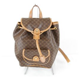 Céline Brauner beschichteter Canvas-Rucksack Celine C.E06-1 Braun