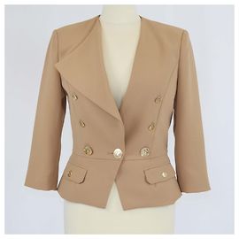 Elisabetta Franchi Beige Double Breasted Blazer Beige