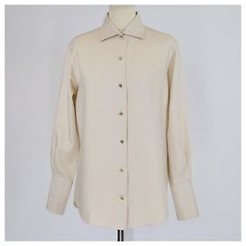 Loro Piana Beige Silk Long Sleeve Button Front Dunia Shirt Beige