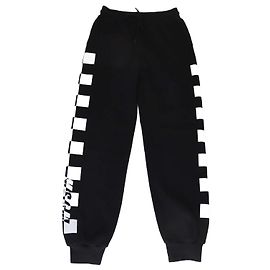 MSGM Black/White Cotton Checkered Print Jogger Pants Black White