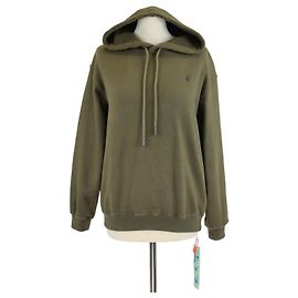 Off White Off-White Kapuzenpullover aus Baumwollstrick mit khakigrüner Blumenprint Weiß Andere