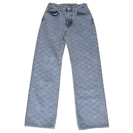 Off White Jeans de denim azul com logo impresso Off-White Azul