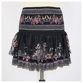 Falda mini elástica de seda multicolor con estampado floral y adornos de cristal Camilla Multicolor