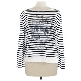 Suéter de rayas monocromáticas blancas/negras con estampado de animales mixto Christian Dior Negro Blanco