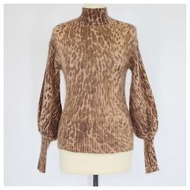 Zimmermann brauner Leopardenmuster Mohair-Strickpullover Braun Leopardenprint