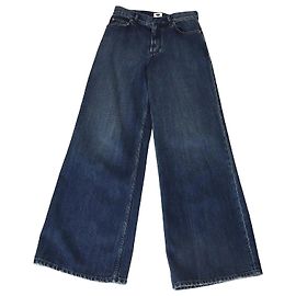 Calça larga em denim azul desbotado Christian Dior Azul