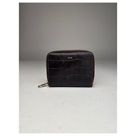 Vintage APC leather Wallet Crocodile Emblossed Purple Purple