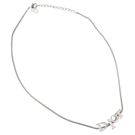 Metall-Halskette mit Christian Dior-Logo Silber