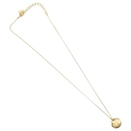 Runder Logo-Anhänger Halskette Christian Dior Metall Golden