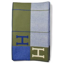 Manta de Sofá Avalon III da Hermès Azul Cru Caqui