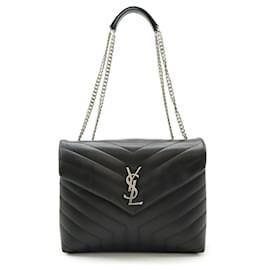 Sac à bandoulière Loulou Medium en chaîne Yves Saint Laurent Noir