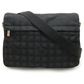 Borsa a tracolla in nylon jacquard Chanel Nero