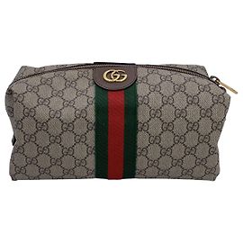 Gucci Ophidia Stoff-Clutch Braun Beige