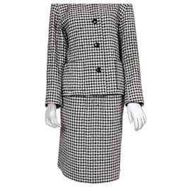 Tailleur jupe Yves Saint Laurent Pied-de-poule Laine Noir Crème Noir Crème
