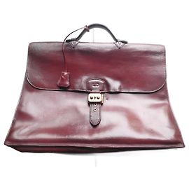 Hermès Vintage Bordeaux Box Leder Versandtasche mit Box Bordeaux