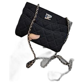 Chanel Black Cloth Handbag Black