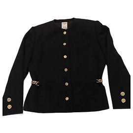 Giacca in lana nera Céline Nero