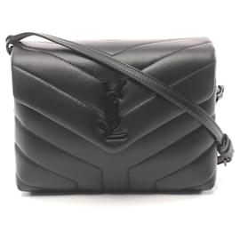 Yves Saint Laurent YSL Leder LOULOU TOY Schultertasche Schwarz Schwarz