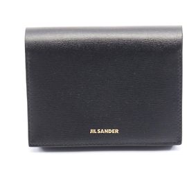 Tarjetero de cuero Origami Jil Sander Negro