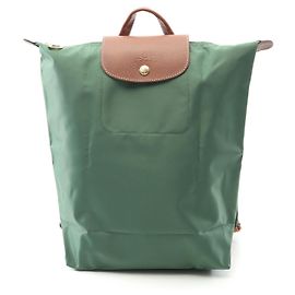 Longchamp Le Pliage Original Canvas Leather Backpack Green
