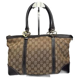 Vintage Gucci Monogram Handbag beige brown Beige