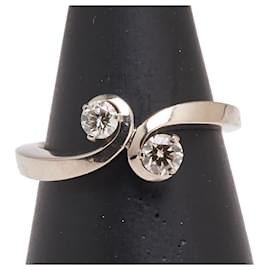 Autre Marque-Au750 White Gold Diamond Ring-Silvery