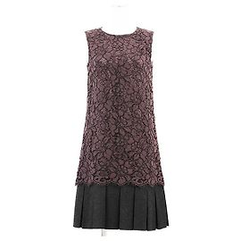 Dolce & Gabbana Vestido de mistura de lã com renda Dolce&Gabbana Marrom Bordeaux