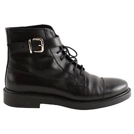 Tod's Botas de couro pretas com cadarço Preto