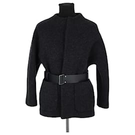 Bash Schwarzer Wollmantel Schwarz