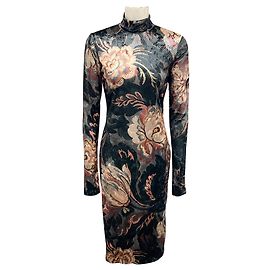 Robe midi en chenille extensible imprimée florale multicolore grise Etro 2024 Multicolore