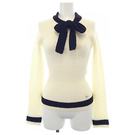 Chanel Strickoberteil Schwarz Beige