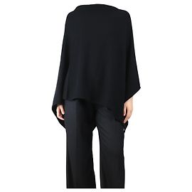 Crimson Poncho en cachemire noir - Taille unique Noir