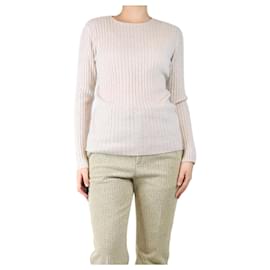 Allude Neutrales geripptes Kaschmir-Pullover - Größe L Andere