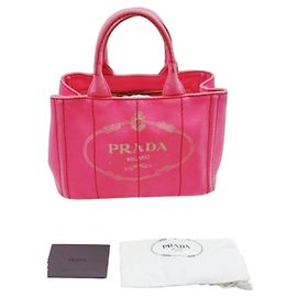 Prada Canapa Mini Tote Canvas Bag in Pink Pink