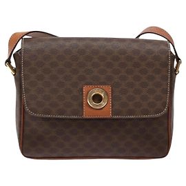 Céline Bolsa de Ombro Celine Macadam em Couro PVC Marrom