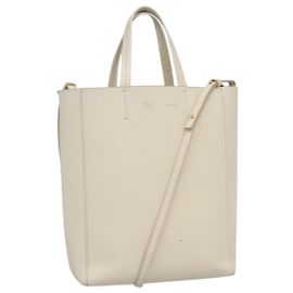 Céline Cabas Vertical Celine em Couro Grande Branco