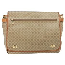 Céline Celine Macadam Shoulder Bag PVC Leather Beige