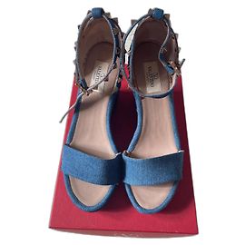 Valentino Denim High Heeled Sandals Blue Blue