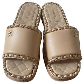 Chanel Leather Sandals Beige