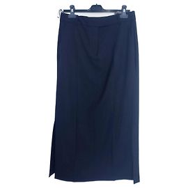 Massimo Dutti Schwarze gerade Rock mit Schlitzen Schwarz