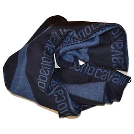 Cachecol de lã azul Roberto Cavalli Azul