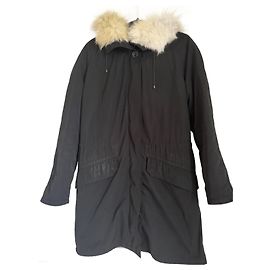 Parka Yves Salomon com Pele de Coelho e Coiote Preto