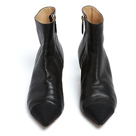 Chanel Schwarze Leder Stiefeletten Spitz EU39.5 UK6 US8.5 Schwarz