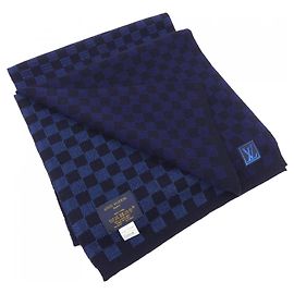 Sciarpa Petit Damier Louis Vuitton Nero Blu navy