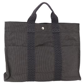 Bolsa Fourre Tout em Lona MM Hermès Marrom