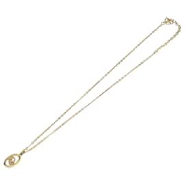 Runder Logo-Anhänger Halskette Christian Dior Metall Golden