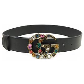 CINTA GUCCI GG MARMONT 513183 T80 NOVA COM PEDRAS E STRASS PRETA Preto