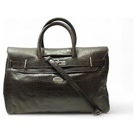 BOLSA DE MÃO MAC DOUGLAS PYLA ROMY GM EM COURO COM ESTILO DE CROCODILO MARROM Marrom
