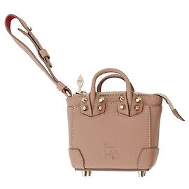 Charm de bolsa de couro Christian Louboutin Rosa Bege